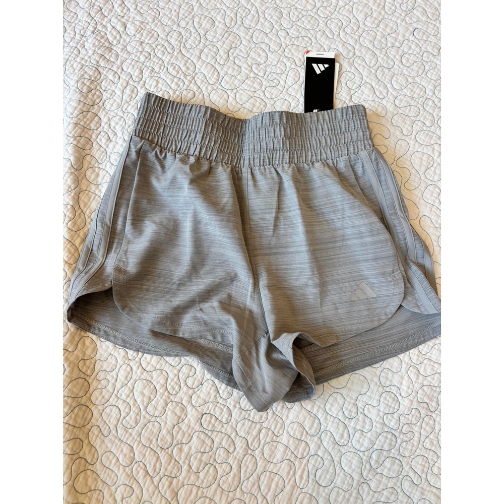 Adidas Pacer 3-Stripes Heather Training Shorts Grey Womens Size XS